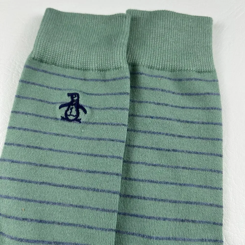 Original Penguin Men’s Green Stripe Crew Dress Socks 1 Pair